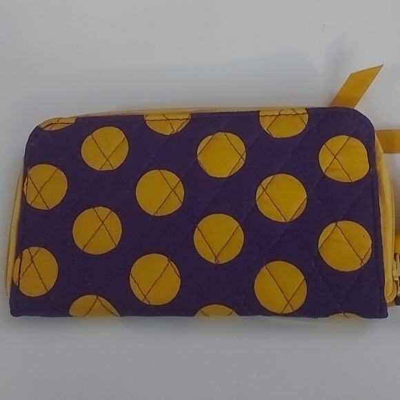 Belvah Yellow/Purple Zip Polka Dot Wallet Wristlet Dopamine Coconut Girl Prints - Picture 1 of 8